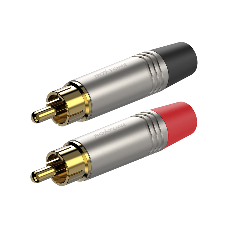 RCA plug, Nickel plated housing / Black housing