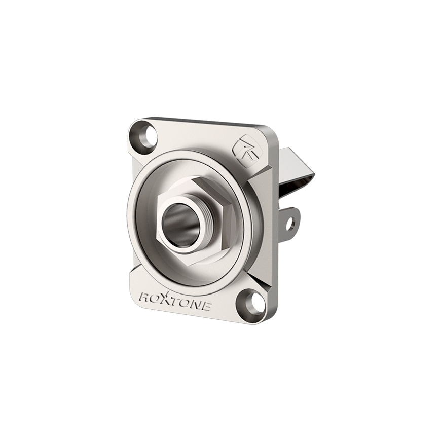Chassis 6.3mm stereo jack, Nickel plated housing / Black housing