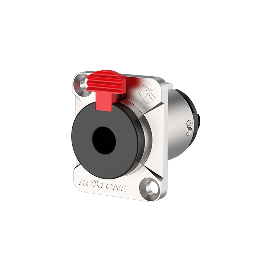 Chassis 6.3mm stereo jack, Nickel plated housing / Black housing