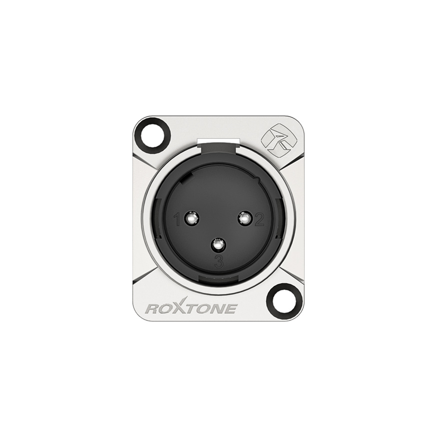 3 pole XLR male socket, Nickel plated housing / Black housing