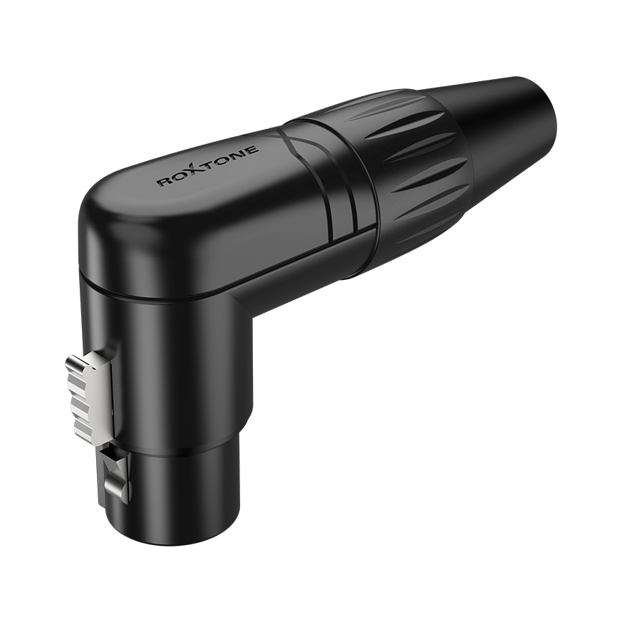 3 pole XLR right-angal female, Nickel plated housing / Black housing