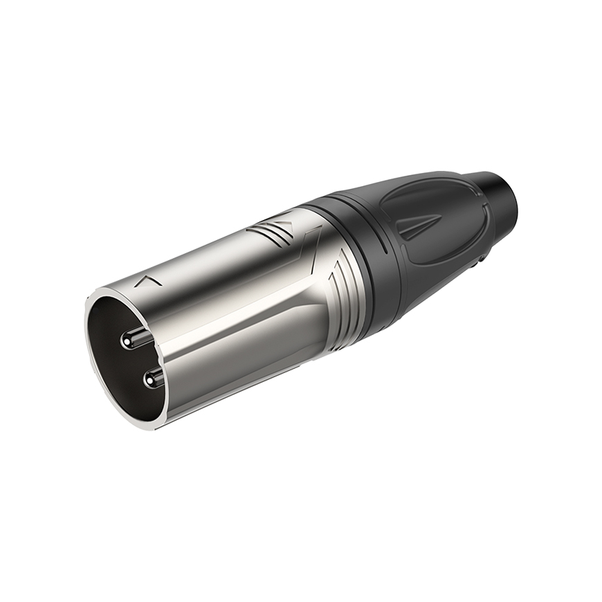 3 pole XLR male, Nickel plated housing / Black housing
